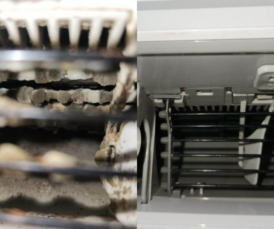 Wall mounted AC cleaning - Murale AC Before and after AC cleaning